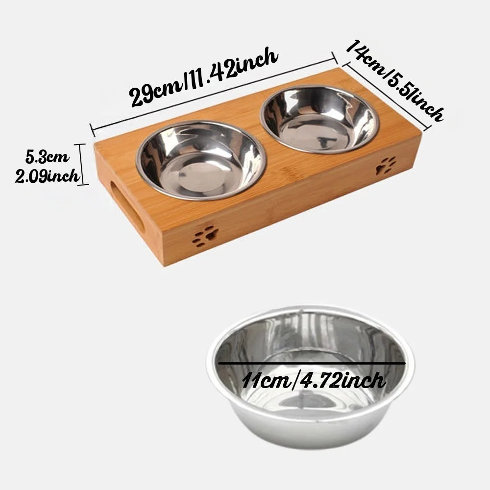 The Collarly Custom Feeder — Engraved Bamboo Double Bowl